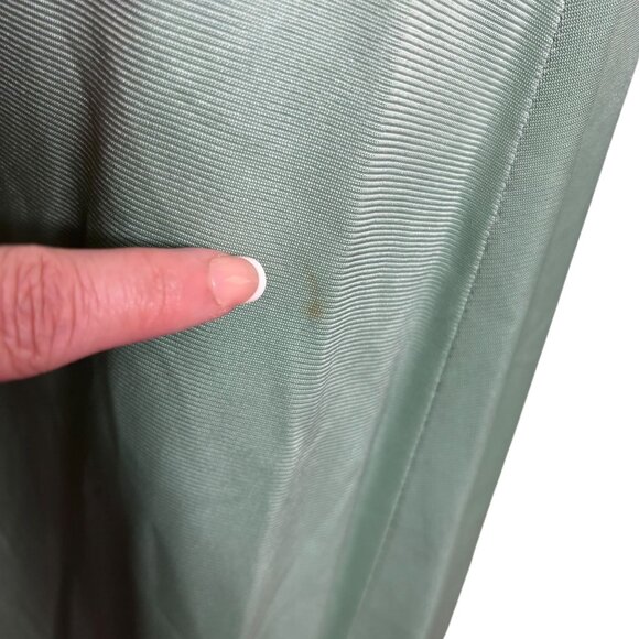 Vintage 70s One Shoulder Mint Green Maxi Dress Small Ruffle Overlay Zipper - Picture 12 of 12